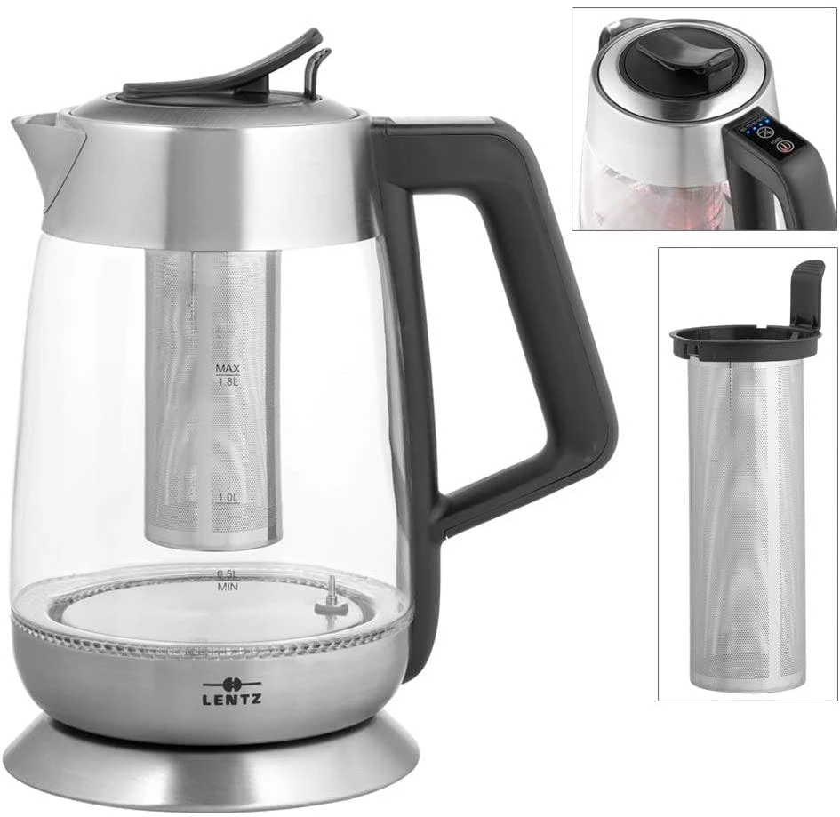 LENTZ Edelstahl Wasserkocher 1,8 Liter 1800W Teekocher In Silber,Schwarz 4 LENTZ Edelstahl Wasserkocher 1,8 Liter 1800W Teekocher In Silber,Schwarz – Bild 2