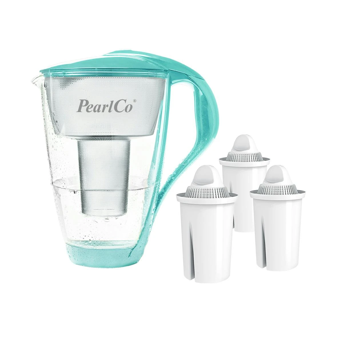 Glas-Wasserfilter Mint Inkl. 3 Universal Filterkartuschen 3 Glas-Wasserfilter Mint Inkl. 3 Universal Filterkartuschen